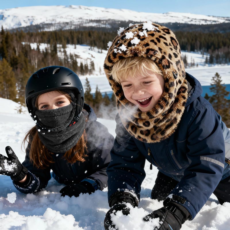 Biange Ski Mask Kids Balaclava, Boys Girls Winter Fleece Hats Beanies for Kids, Fluffy Winter Hat Ski Face Mask Cover Snow Gear - Image 5