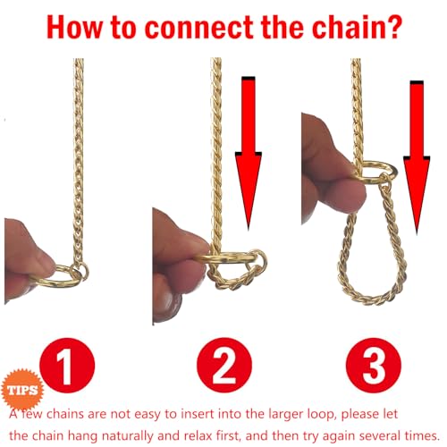 Ximipet Heavy Duty Dog Choke Collar Slip Dog P Chain Snake Collar Plating Anti-Rust Dog Training Collars for Small Large Dogs Black/Gold/Silver/Rose Gold 15.5in-29.5in (21.5in, Gold) - Image 4