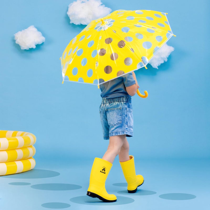 Kamik Stomp Rain Boot for Kids - Waterproof and Warm Felt Footbed, Black - 5 Big Kid - Image 3