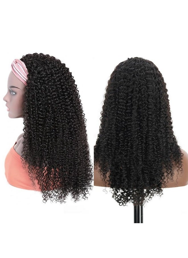 XSY Headband Wig Human Hair Kinky Curly Headband Wigs For Black Women Curly Human Hair Wigs Glueless None Lace Front Wig Brazilian Virgin Human Hair 150% Density Natural Black Color 20 Inch  - Image 5