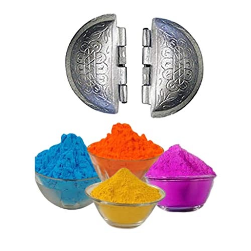 Sakoraware Aluminium Gujiya/Gujia Karanji Maker| karjikai Mould Cutter Sacha Machine, Kitchen Mold for Holi Festivals (Set of 2) with Herbal Gulal oraganic Holi Colours, Multicolour - Image 1