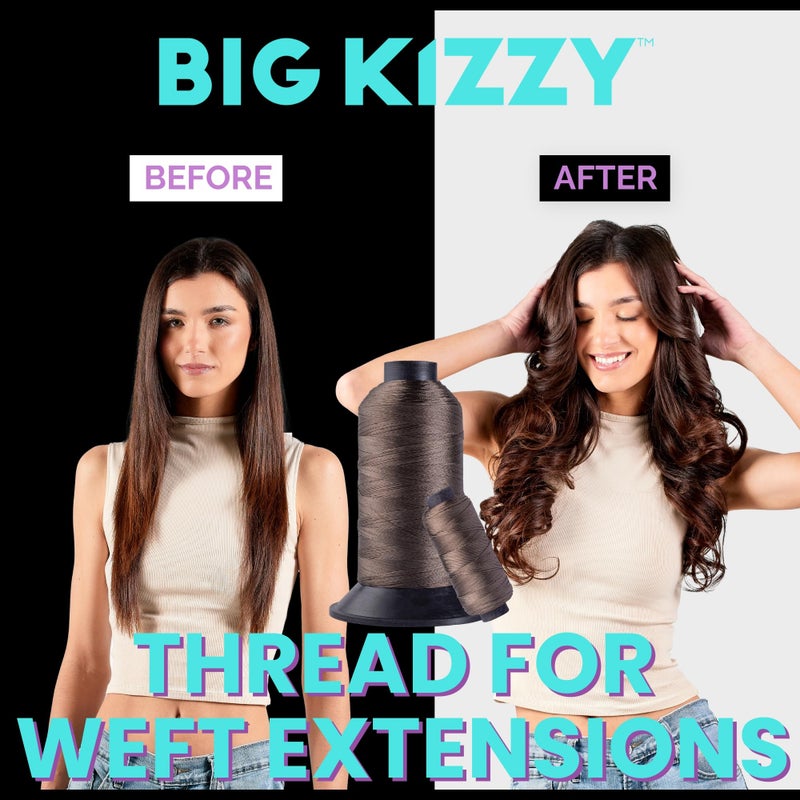 Big Kizzy Light Brown 1400m Nylon Thread for Hair Extensions, Sew in Human Hair Weft and Wigs - Non-Slip and Comfortable Hold for Hand and Machine Tied Weft - Image 5
