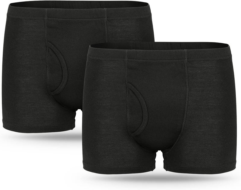HANSILK Incontinence Underwear for Men 2PCS Washable Mens Incontinence Cotton Boxer Briefs with Front & Rear Absorbent Area Heavy Absorbency Overnight Leak Proof Underwear for Men (BL, 3XL) 