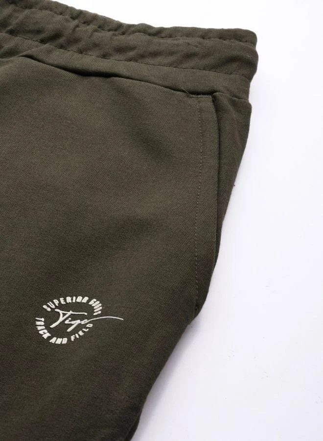 The Indian Garage Co Men Slim Fit Solid Mid-Rise Stretchable Knitted Jogger Trousers