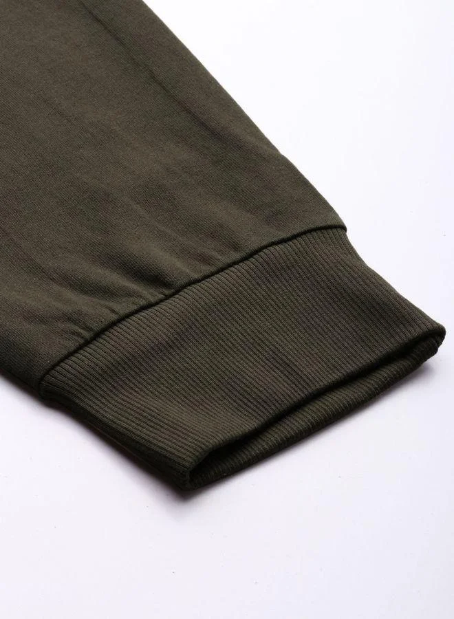 The Indian Garage Co Men Slim Fit Solid Mid-Rise Stretchable Knitted Jogger Trousers