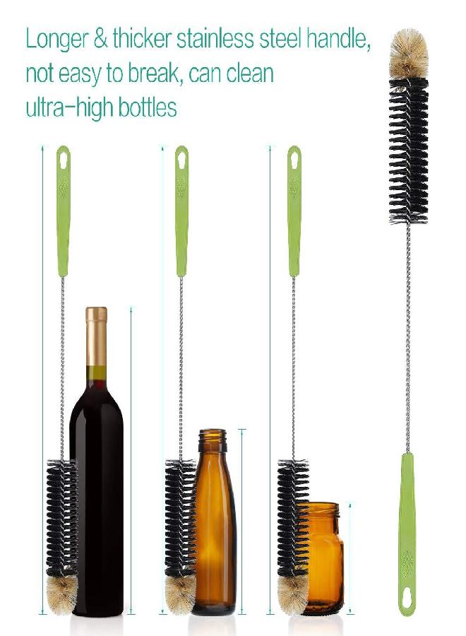 ORIA Bottle Cleaning Brush Set, Bottle Brush Cleaner, Long Handle Water Bottle Brush, Straw Cleaning Brush, Kitchen Wire Scrub Set for Washing, Baby Bottle, Pipes, Beer Brewing Supplies, 4 Pack - Image 3