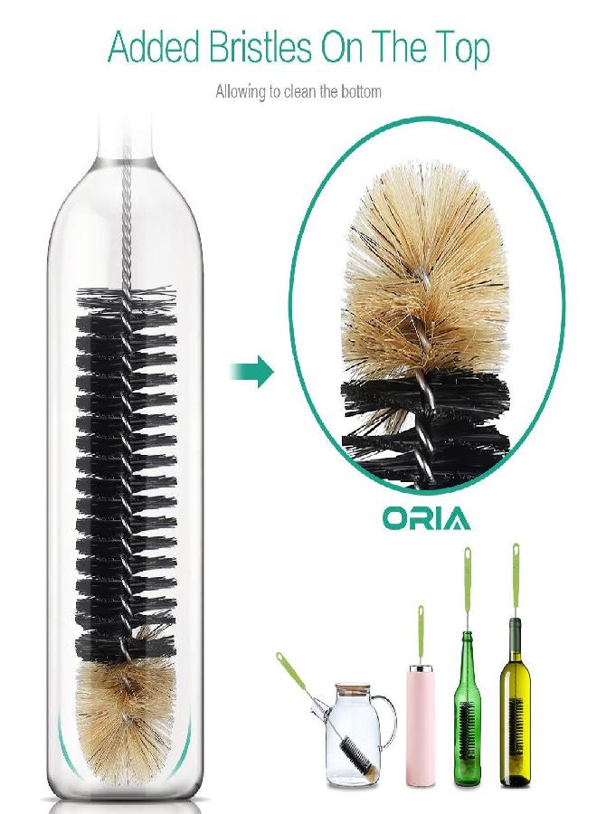 ORIA Bottle Cleaning Brush Set, Bottle Brush Cleaner, Long Handle Water Bottle Brush, Straw Cleaning Brush, Kitchen Wire Scrub Set for Washing, Baby Bottle, Pipes, Beer Brewing Supplies, 4 Pack - Image 2