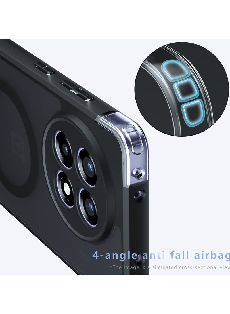 VKL Magnetic Case Compatible with OnePlus Ace 5 Pro 5G/Ace 5 Case, Frosted Matte Translucent Black Case Anti-yellowing Airbag Shockproof PC+TPU Protective Back Cover Black - Image 5
