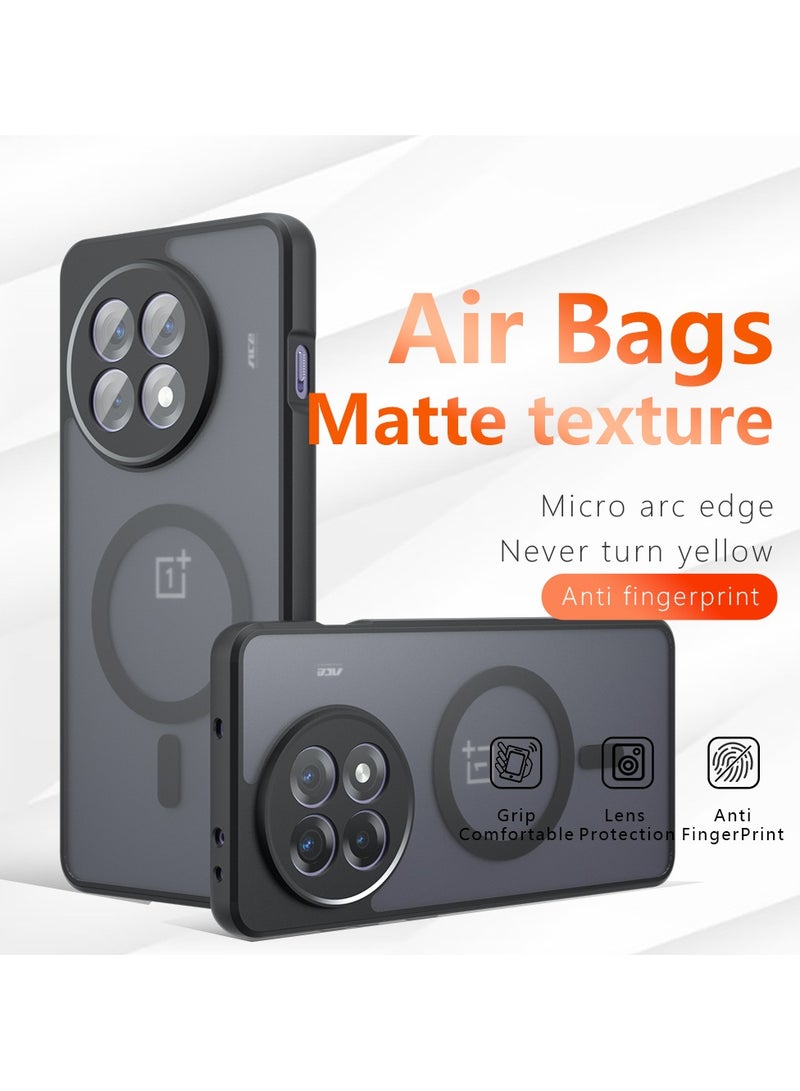 VKL Magnetic Case Compatible with OnePlus Ace 5 Pro 5G/Ace 5 Case, Frosted Matte Translucent Black Case Anti-yellowing Airbag Shockproof PC+TPU Protective Back Cover Black - Image 3