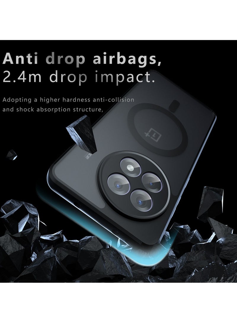 VKL Magnetic Case Compatible with OnePlus Ace 5 Pro 5G/Ace 5 Case, Frosted Matte Translucent Black Case Anti-yellowing Airbag Shockproof PC+TPU Protective Back Cover Black - Image 4