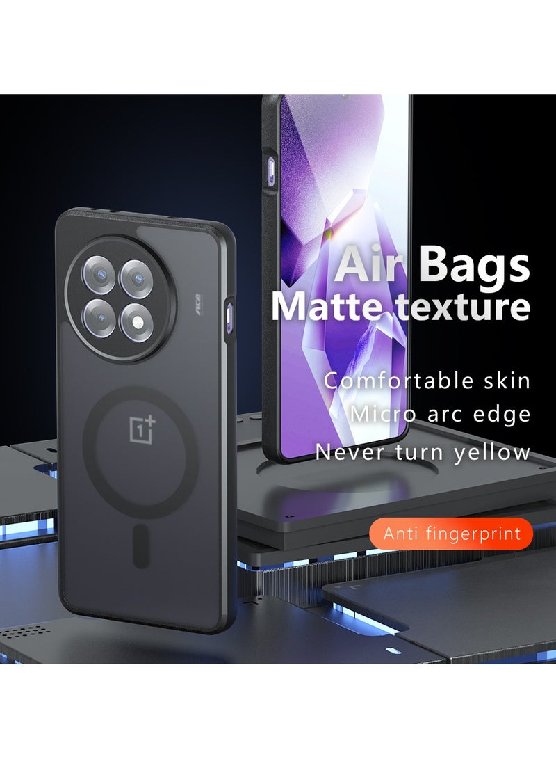 VKL Magnetic Case Compatible with OnePlus Ace 5 Pro 5G/Ace 5 Case, Frosted Matte Translucent Black Case Anti-yellowing Airbag Shockproof PC+TPU Protective Back Cover Black - Image 2