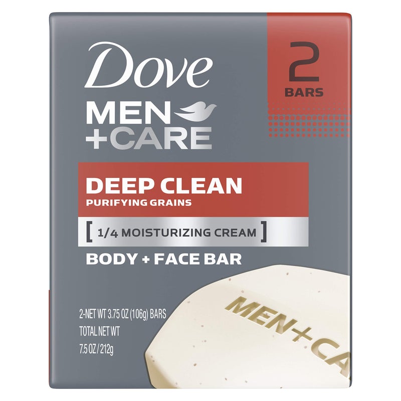 Dove Men+Care Men's Bar Soap More Moisturizing Than Bar Soap Deep Clean Effectively Washes Away Bacteria, Nourishes Your Skin 3.75 oz 2 Bars - Image 1