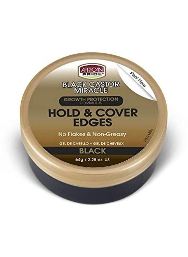 African Pride Black Castor Miracle Hold & Cover Edges - Slicks and Controls Edges, Covers Grays, Fills Thinning Areas, Contains Black Castor Oil & Coconut Oil, 2.25 oz - Image 1