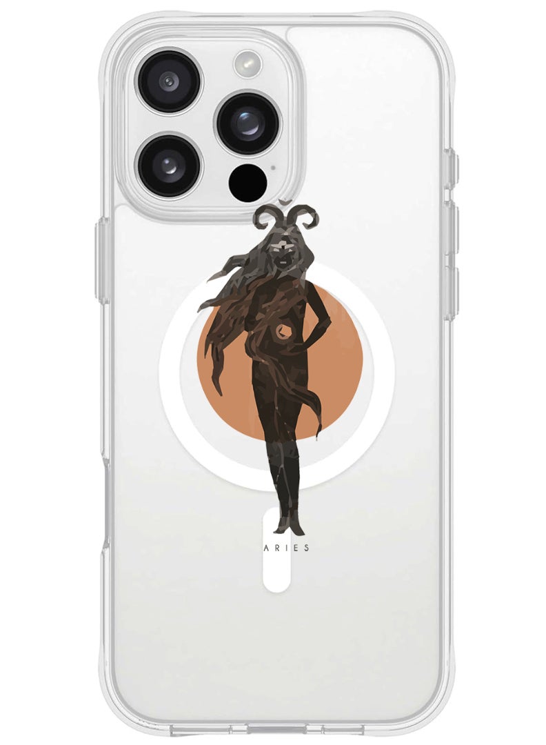 Theodor iPhone 16 Pro Max Magsafe Magnetic Case for iPhone Compatible with Wireless Charging, Shockproof Phone Bumper Cover - aries - Image 1