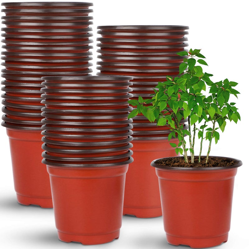 Augshy Nursery Pot, 110 Pcs 4" Plastic Plants Pot,Seed Starting Pots, Indoor Outdoor Seeding pots - Image 1