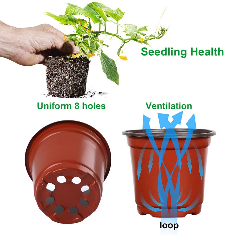 Augshy Nursery Pot, 110 Pcs 4" Plastic Plants Pot,Seed Starting Pots, Indoor Outdoor Seeding pots - Image 4