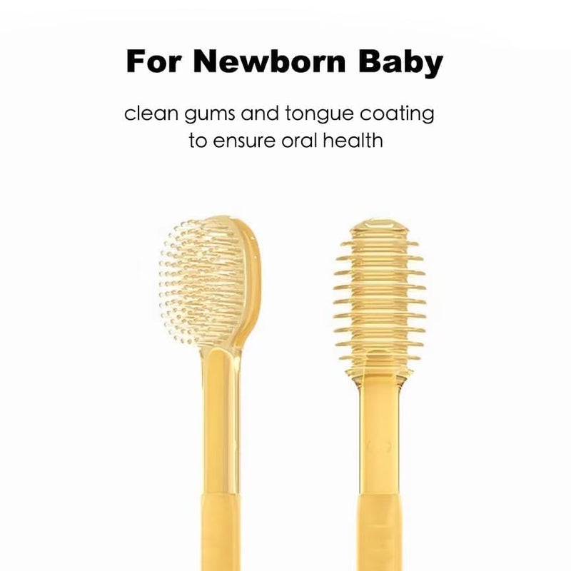BKQPTL Soft Silicone Infant Oral Cleaning Brush 2 In 1 Toothbrush Tongue Brush Bpa Free Soft Silicone Bristle Oral Care Toothbrush For Baby 6 Month To 24 Months,With Storage Box - Manual,Baby |Brown - Image 3