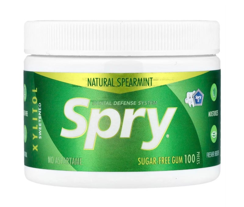 Xlear, Spry®, Sugar-Free Gum, Natural Spearmint, 100 Pieces - Image 1