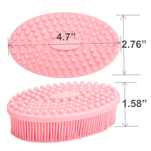 DNC Exfoliating Silicone Body Scrubber Shower Bath Body Brush Easy to Clean, Lathers Well, Eco Friendly (Pink) - Image 5