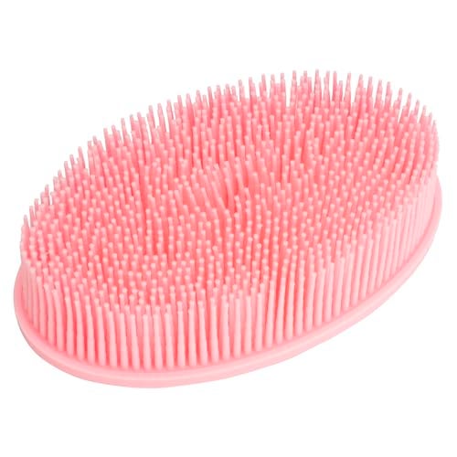 DNC Exfoliating Silicone Body Scrubber Shower Bath Body Brush Easy to Clean, Lathers Well, Eco Friendly (Pink) - Image 2