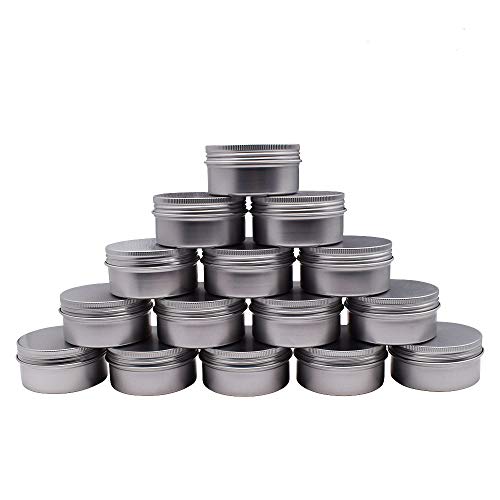 Healthcom 3 Oz 15 Pack 90ml Empty Round Silver Aluminum Tin Cans Metal Steel Tins Screw Top Slip Slide Metal Storage Cosmetic Container Organization for DIY Candles Salve Crafts Spice Tea Gift(90g) - Image 1