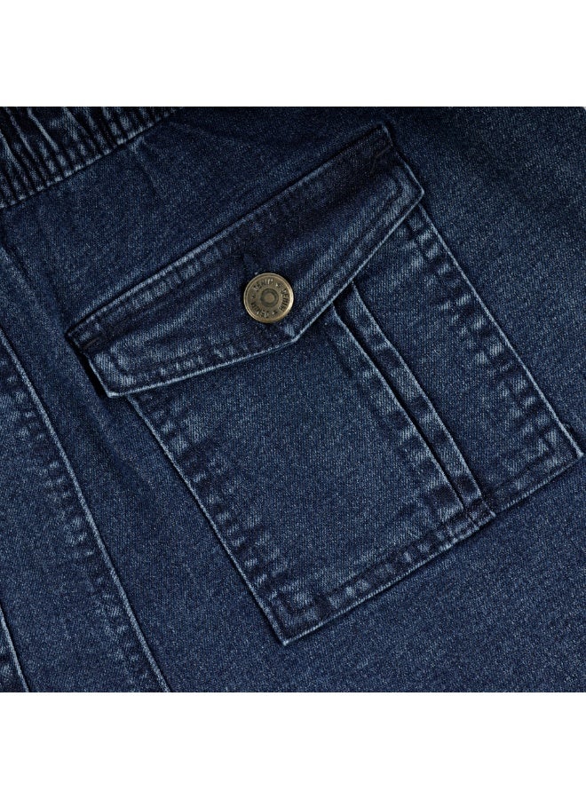 MARWAN Boys Denim Cargo Pants with Elastic Waistband and Drawstring - Image 4