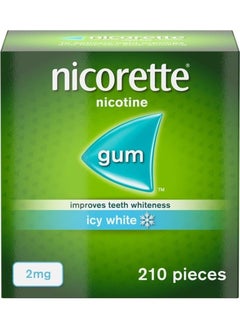 nicorette Gum 2 mg Icy White Favour Fast Craving Relief 210 Pieces Stop Smoking Aid  - Image 1