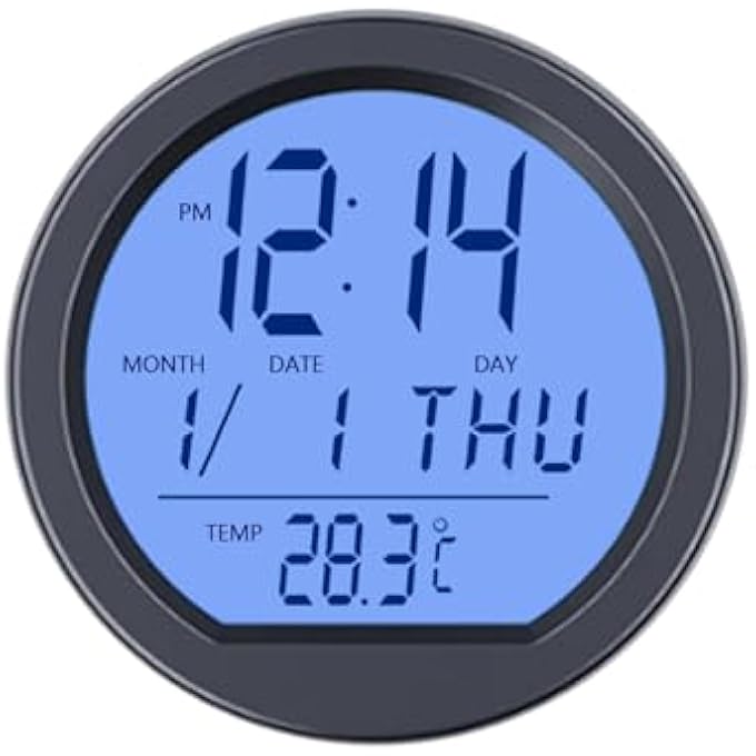 KASTWAVE 2 In 1 Car Clocks And Temperature Car Dashboard Clock With Automatic Backlight At Night Fahrenheit Temperature 1224 Hour Format Time Vehicle Lcd Backlight Digital Mini Clock Adhesive - Image 1