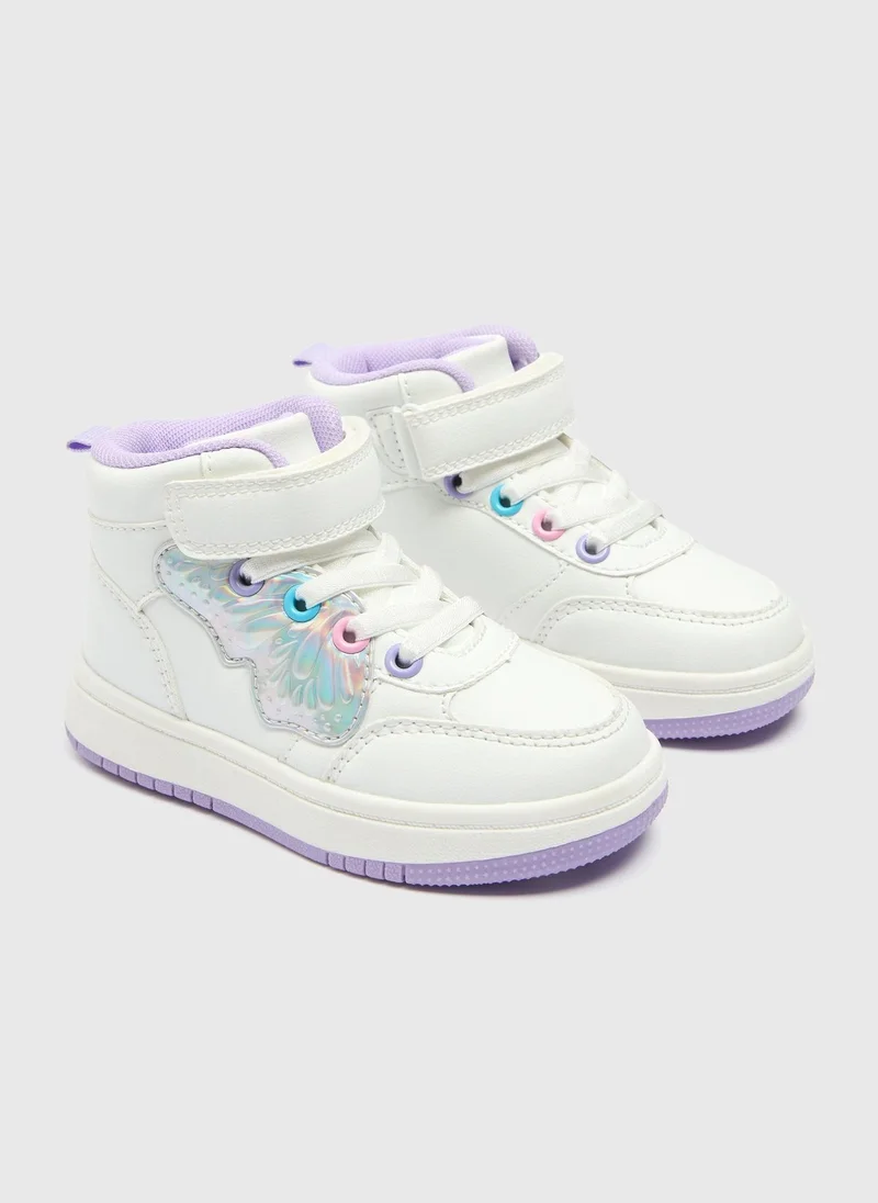 Matalan Girls Purple Butterfly High Top Trainers