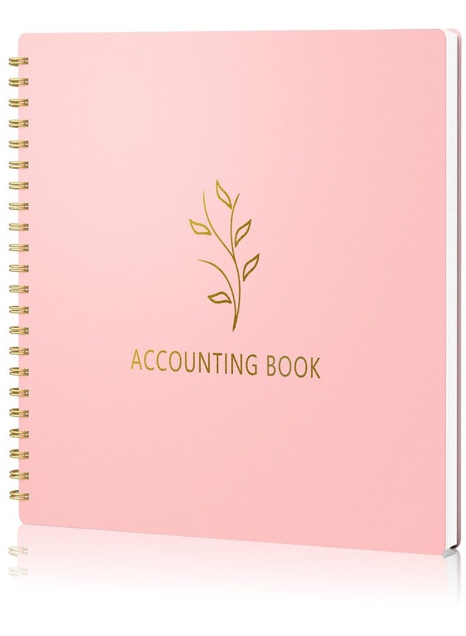 AKONEGE Accounting Ledger Book for Small Business Bookkeeping Personal Use, Horizontal Expense Tracker Notebook for Family Budget, Bookkeeping Record Book Money Expense Income Log Journal, Blush Pink - Image 1