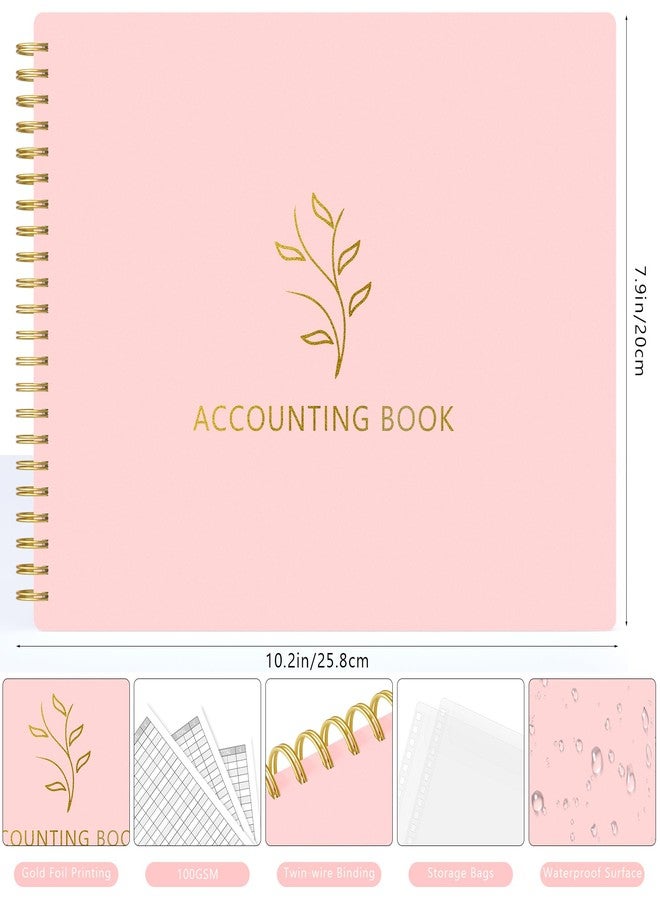 AKONEGE Accounting Ledger Book for Small Business Bookkeeping Personal Use, Horizontal Expense Tracker Notebook for Family Budget, Bookkeeping Record Book Money Expense Income Log Journal, Blush Pink - Image 2