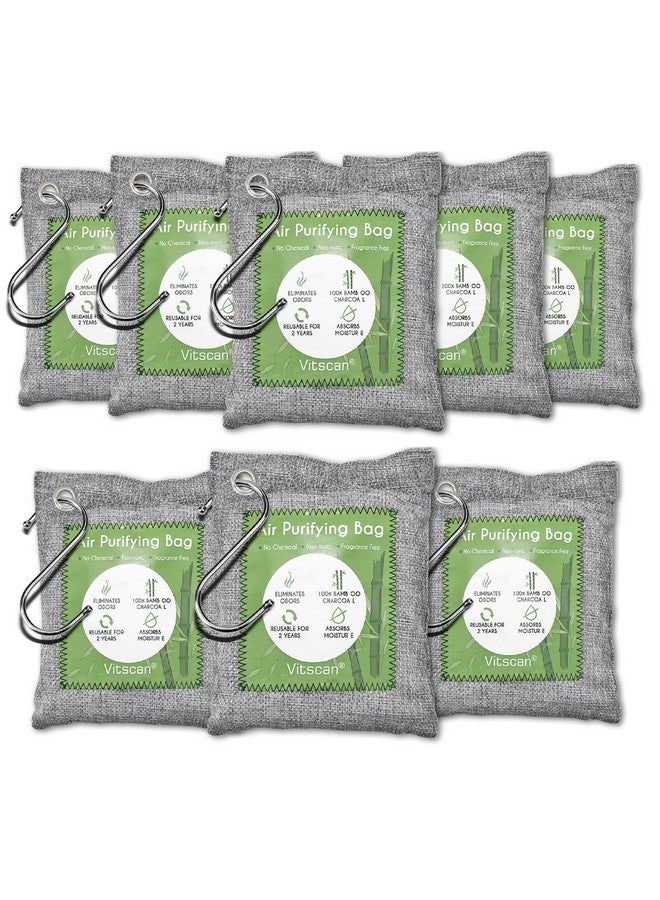Vitscan 8 Pack Bamboo Charcoal Air Purifying Bag, Activated Charcoal Bags Odor Absorber, Moisture Absorber, Natural Car Air Freshener, Shoe Deodorizer, Odor Eliminators For Home, Pet, Closet, Car  - Image 1