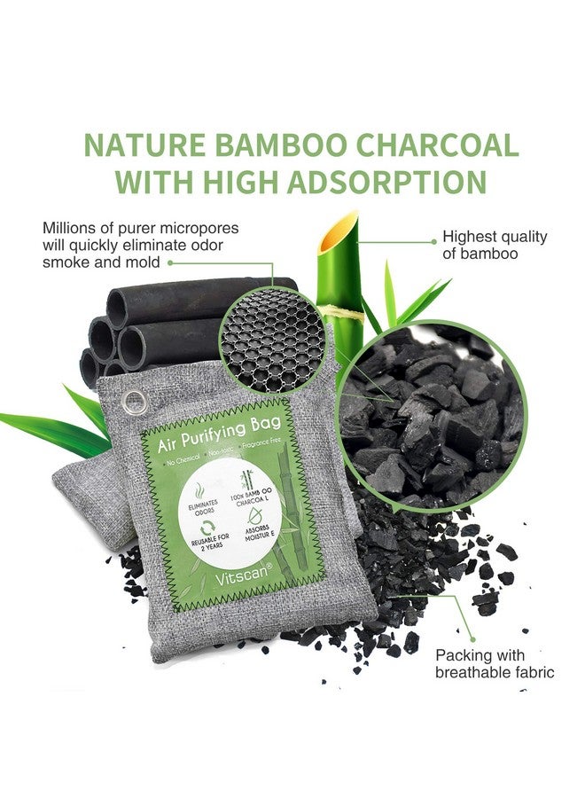 Vitscan 8 Pack Bamboo Charcoal Air Purifying Bag, Activated Charcoal Bags Odor Absorber, Moisture Absorber, Natural Car Air Freshener, Shoe Deodorizer, Odor Eliminators For Home, Pet, Closet, Car  - Image 2