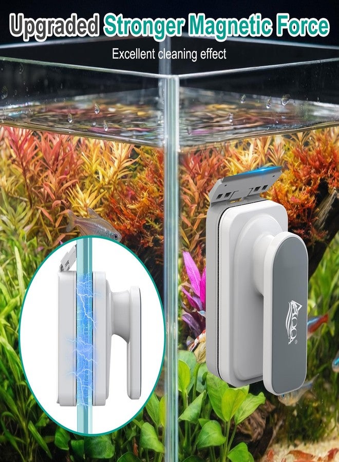 AQQA Aquarium Magnetic Glass Cleaner, Fish Tank Glass Scrubber Algae Scraper Comfortable Grip Handle with Dual Blades, Double Side Magnetic Brush for up to 0.32'' Thick Glass/Acrylic Aquariums (Small) - Image 2