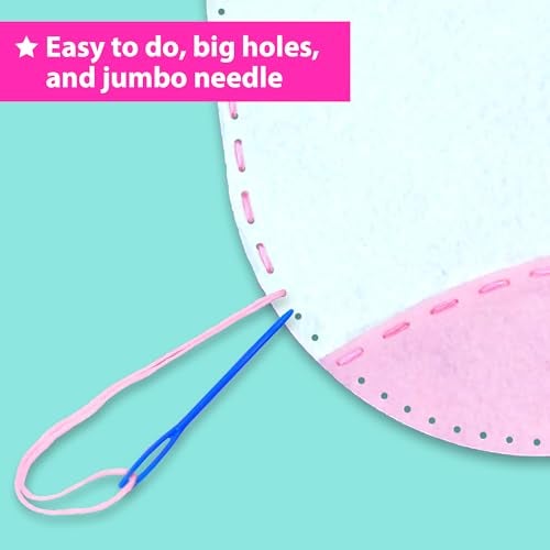 KRAFUN My First Unicorn Kids Sewing kit, Beginner Arts & Crafts, Make 8 Cute Projects with Plush Stuffed Animal, Pillow, Mobile, Keyring and Bag, Instructions & Felt for Learn Sewing, Embroidery - Image 4