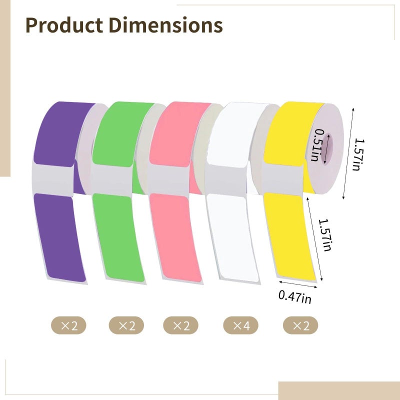 12 Pcs Multicolor Thermal Labels Waterproof Tear Resistant Mini Sticker Rolls - Image 4