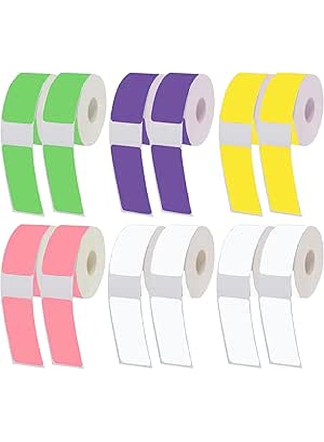 12 Pcs Multicolor Thermal Labels Waterproof Tear Resistant Mini Sticker Rolls - Image 1