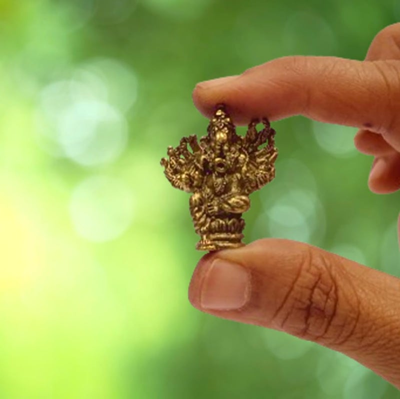 Purpledip Rare Miniature Statue Virat Ganesha with 14 Hands, Unique Collectible Gift (11409) - Image 4