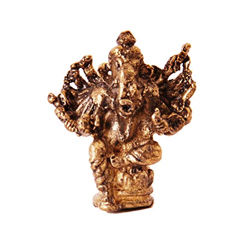 Purpledip Rare Miniature Statue Virat Ganesha with 14 Hands, Unique Collectible Gift (11409) - Image 2