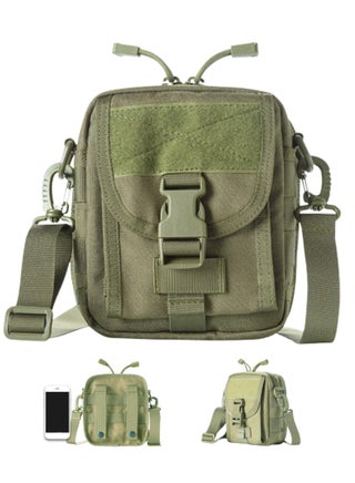 Tactical Waist Bag Military Pack, Waterproof Utility Belt with Safety Carabiner, Suitable for Hiking Mountaineering&Camping &Riding&Fishing&Shooting(Green)