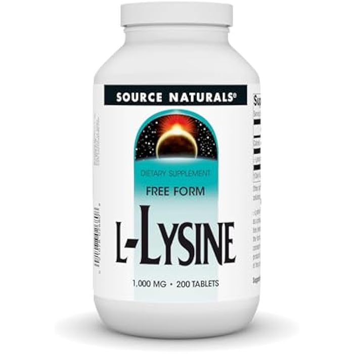 Source Naturals L-Lysine Free Form, 1000 mg - Amino Acid Supplement Supports Energy Formation & Collagen - 200 Tablets - Image 1
