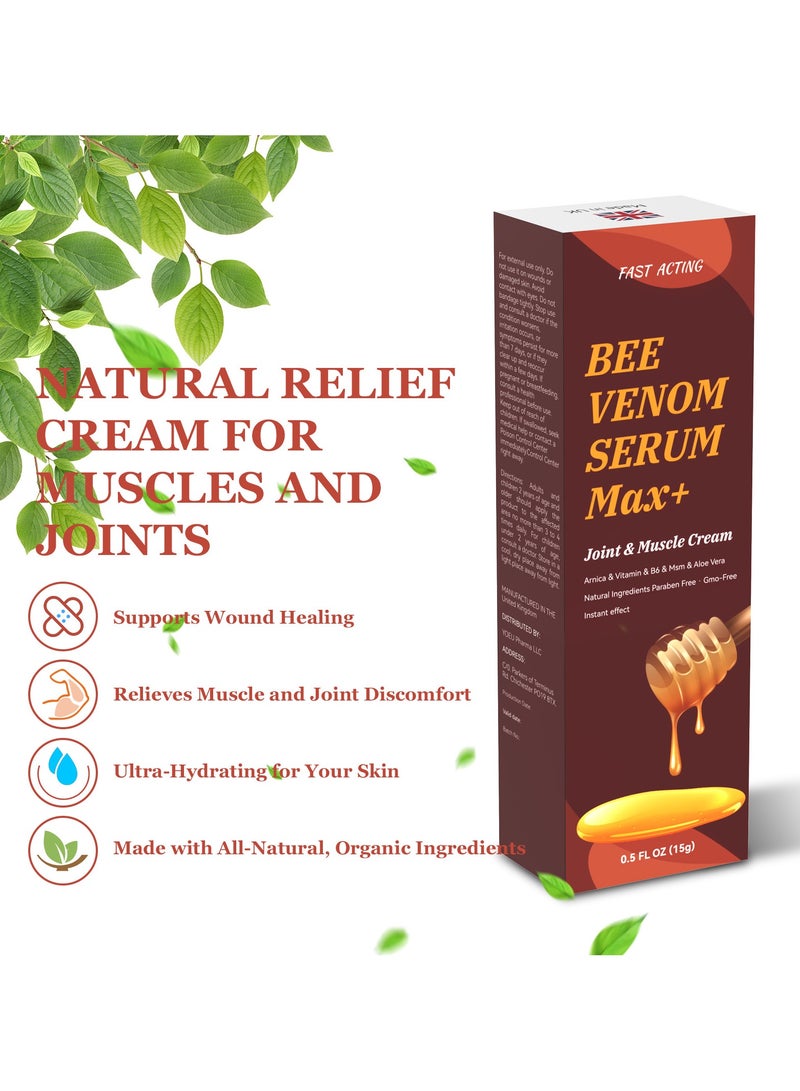 FAST 4PACK Natural Organic Bee Venom Muscle Joint Cream, Extra Strength Muscle & Joints Caring Ointment 15g*4 - Image 2