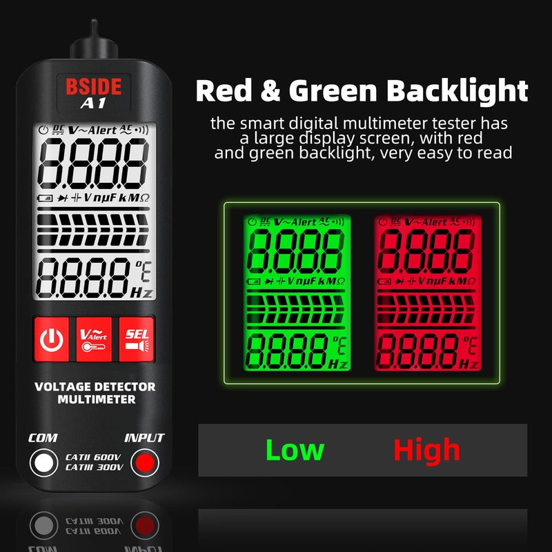 BSIDE Mini Automatic Digital Multimeter Large Display 3 Results Pen NonContact Voltage Detector DC AC 6V1000V90V1000V Ohm Meter Electrician NCV Wire Live - Image 2