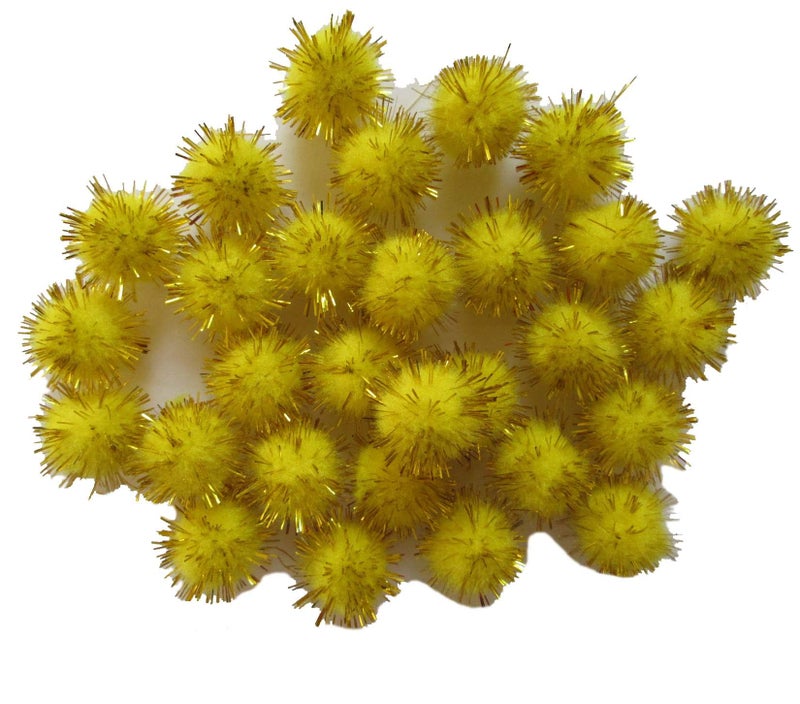 YYCRAFT YYCRAFT 200pcs Glitter Tinsel Pom Poms Sparkle Balls Yellow20mm 