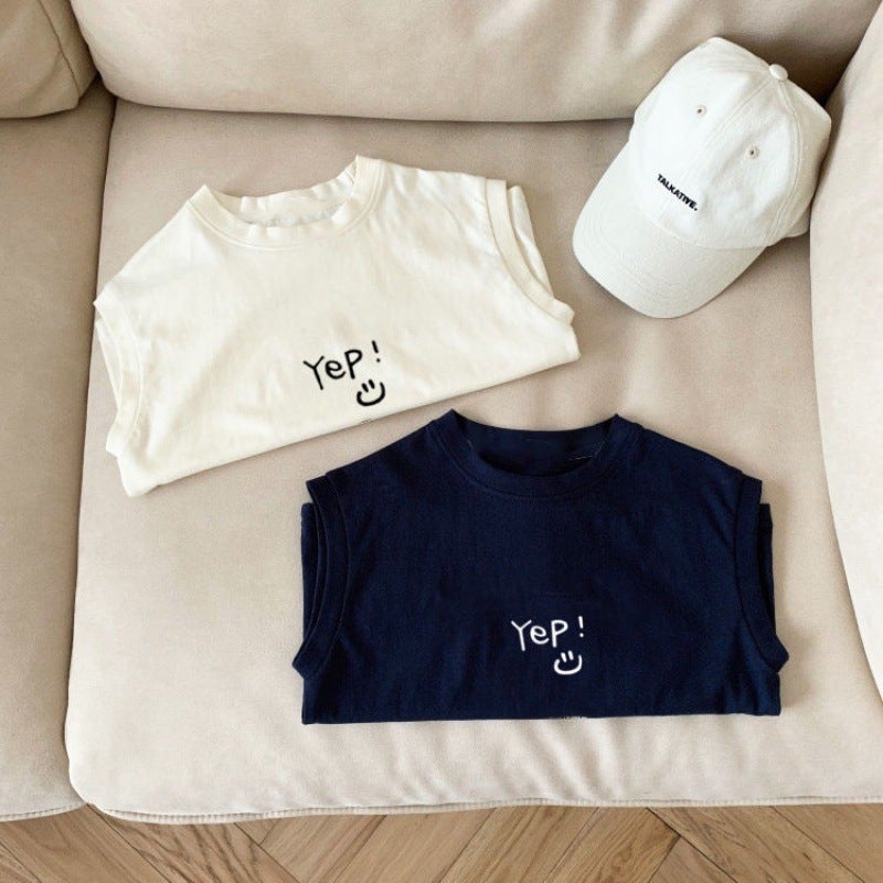 Casual Kidsren'S Pure Cotton Kidsren'S Baby Cute Sleeveless T-Shirt 2025 Boys And Girls Vest Tops Summer Trendy T-Shirt - Image 3