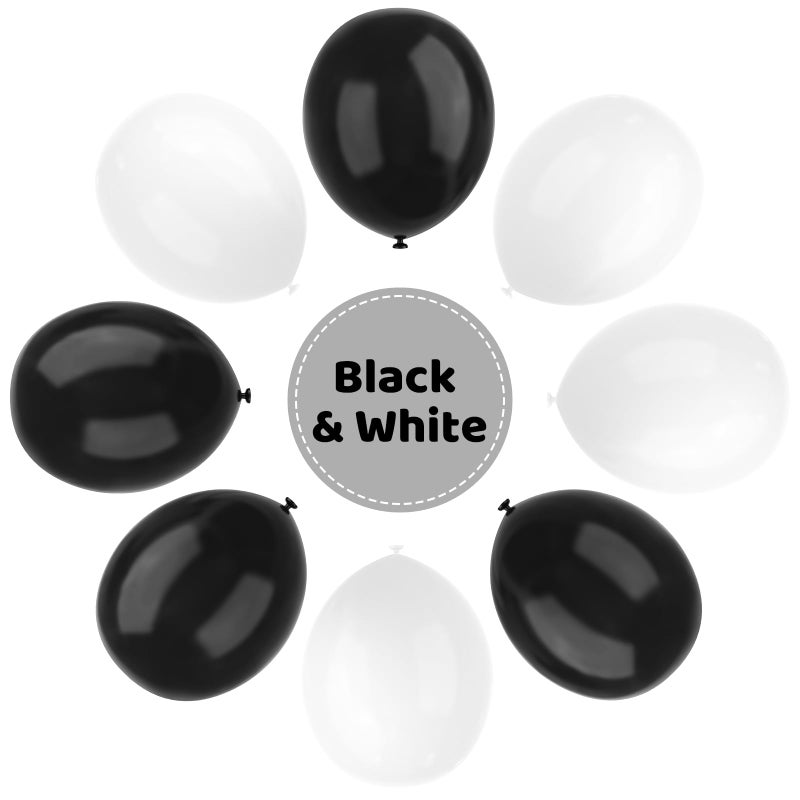 YMSZ Black and White Balloons, 67pcs 12 Inch White Black Thickened Latex Balloons for Birthday, Anniversary, Wedding, Graduation Party Decorationâ€¦ - Image 3