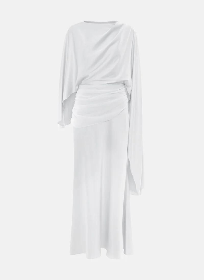 ليتشي فستان ماكسي من الساتان بطول الأرض مع ستائر غير متماثلة على الصدر