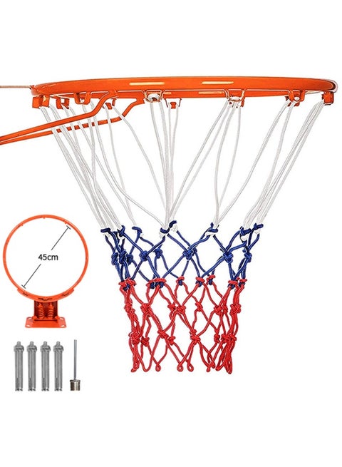 شبكة كرة سلة، شبكة كرة سلة بديلة شديدة التحمل، مقاومة للضرب في جميع الأحوال الجوية، شبكة كرة سلة، حافة شبكة كرة سلة داخلية وخارجية 45 سم، حلقة مناسبة لكرة السلة القياسية مقاس 7، 12 حلقة