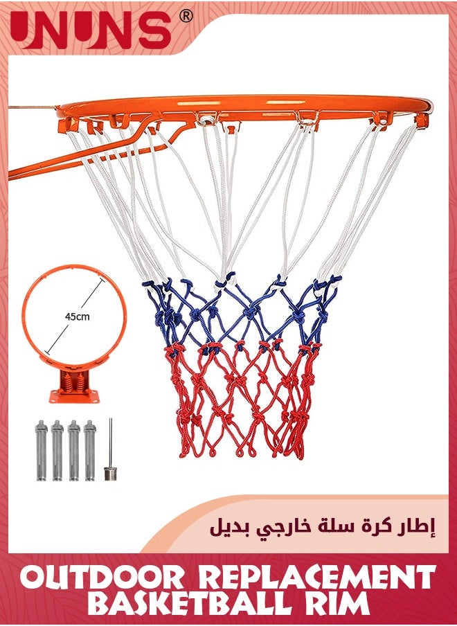UNUNS Basketball Net,Heavy Duty Basketball Net Replacement,All Weather Anti Whip,Basketball Hoop Net,Indoor Outdoor Basketball Net Rim 45CM,Hoop Fit For Standard Size 7 Basketball,12 Loops  - Image 1