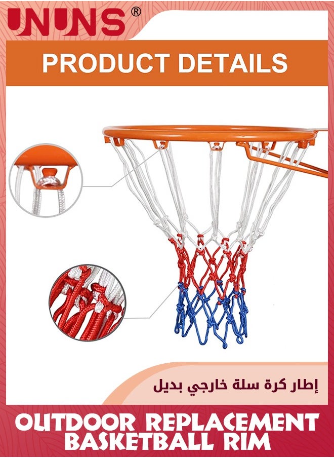 UNUNS Basketball Net,Heavy Duty Basketball Net Replacement,All Weather Anti Whip,Basketball Hoop Net,Indoor Outdoor Basketball Net Rim 45CM,Hoop Fit For Standard Size 7 Basketball,12 Loops  - Image 2